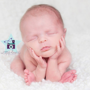 Newborn Frog Pose on White Background