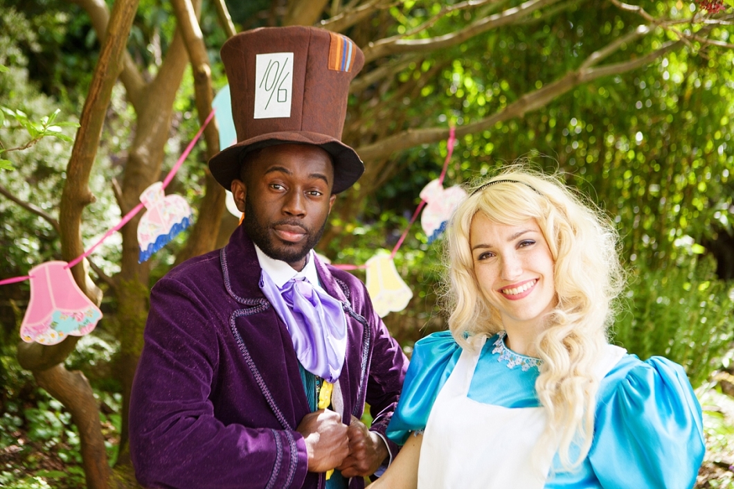 The Mad Hatter and Alice in Wonderland themed kids party photography London